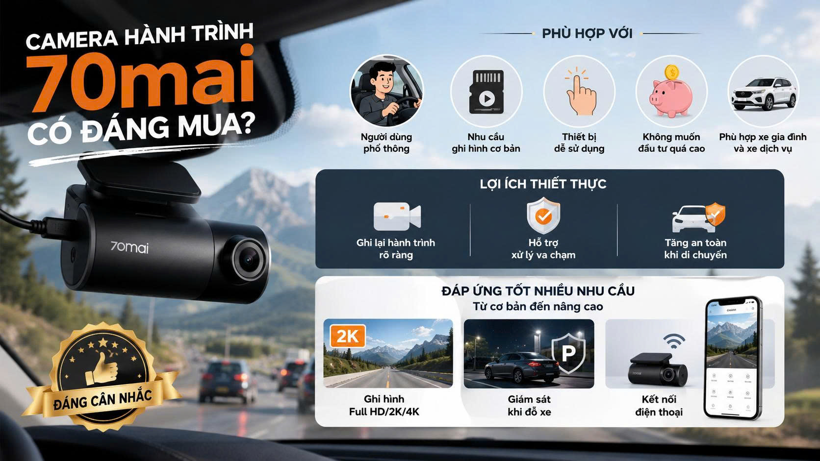 Camera hành trình 70mai có tốt không? Đánh giá chi tiết từ A-Z
